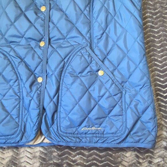 Eddie Bauer Blue Quilted Vest Lightweight Pockets & Snap Buttons Womens Size 1X - Picture 3 of 9